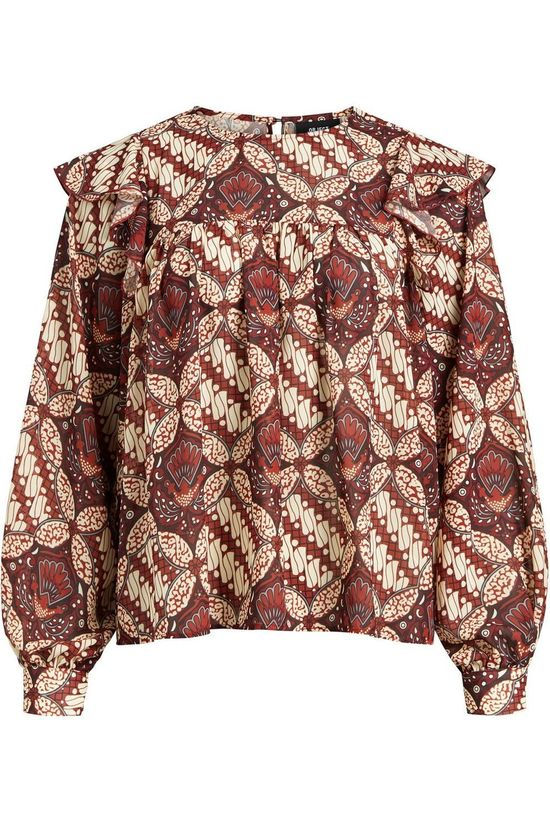 Object Chemise Objgriva Blouse Dark Brown/Ecru
