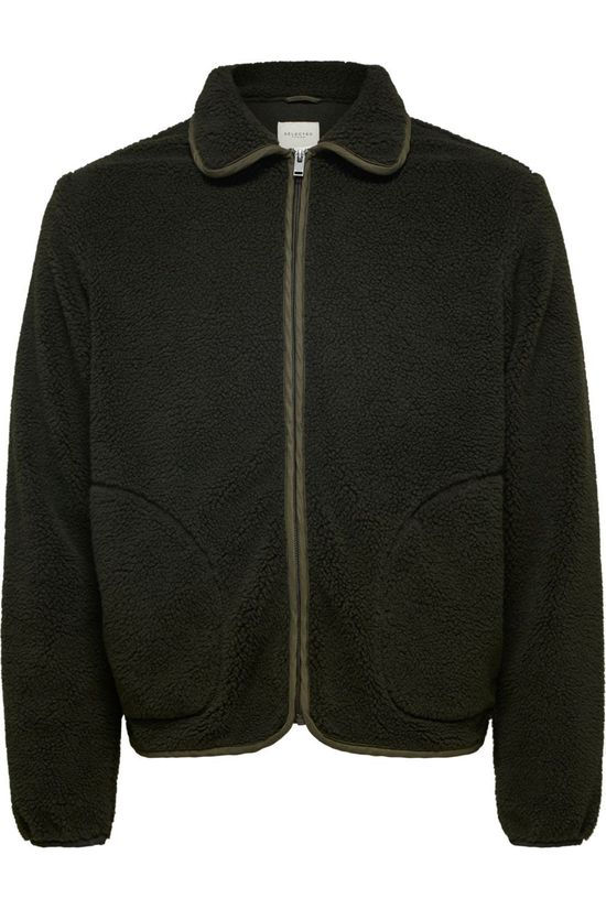 Selected Cardigan atlas Teddy dark khaki