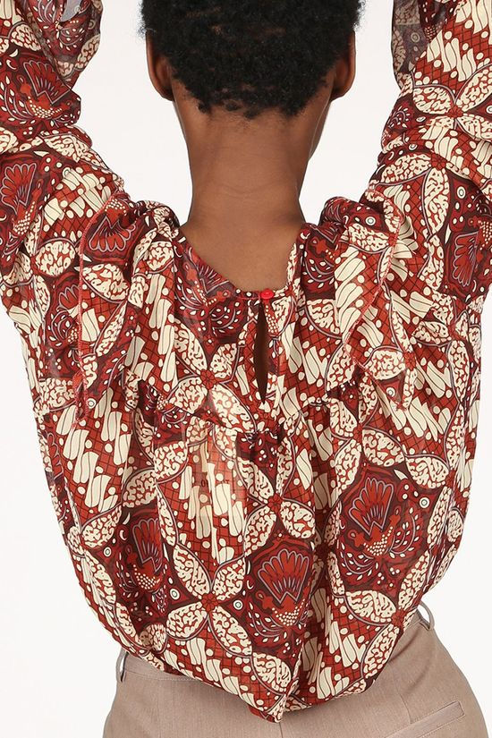 Object Chemise Objgriva Blouse Dark Brown/Ecru