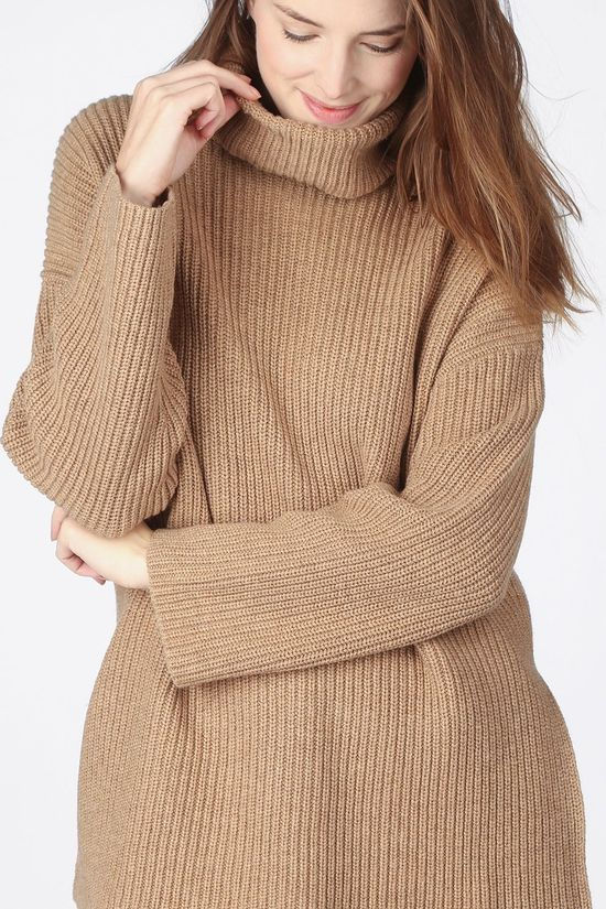 Selected Pull katty Ls Long Rollneck Camel Brown
